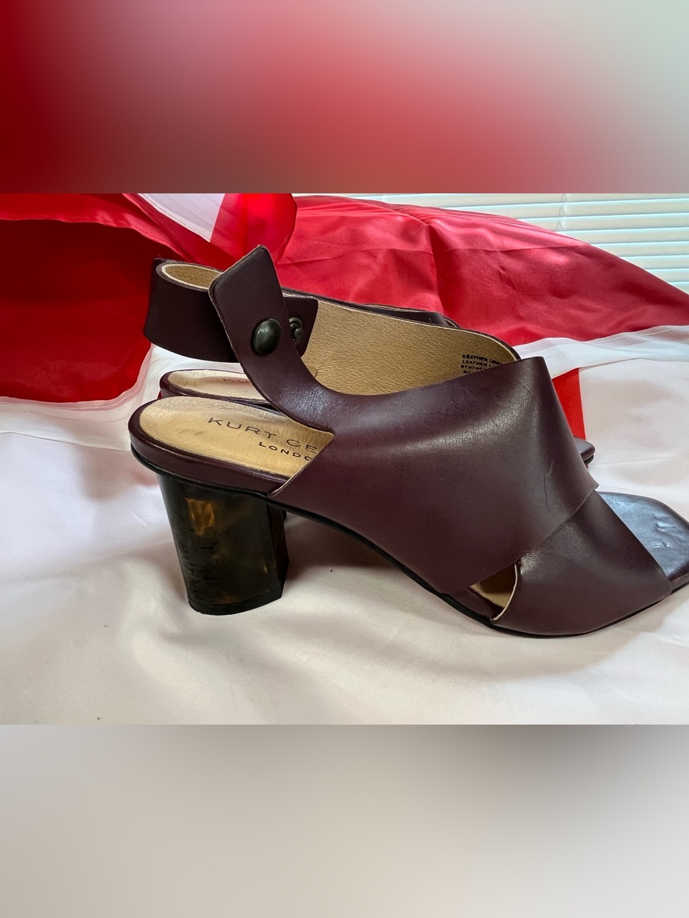 Kurt Geiger Plum Leather Slingback Block Heels
